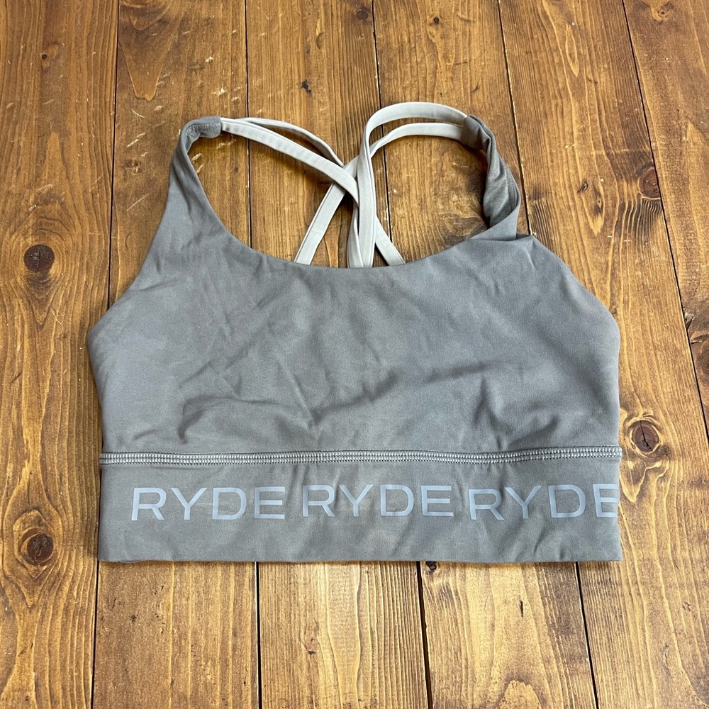 Lululemon x Ryde energy longline sports bra gray taupe color size 4